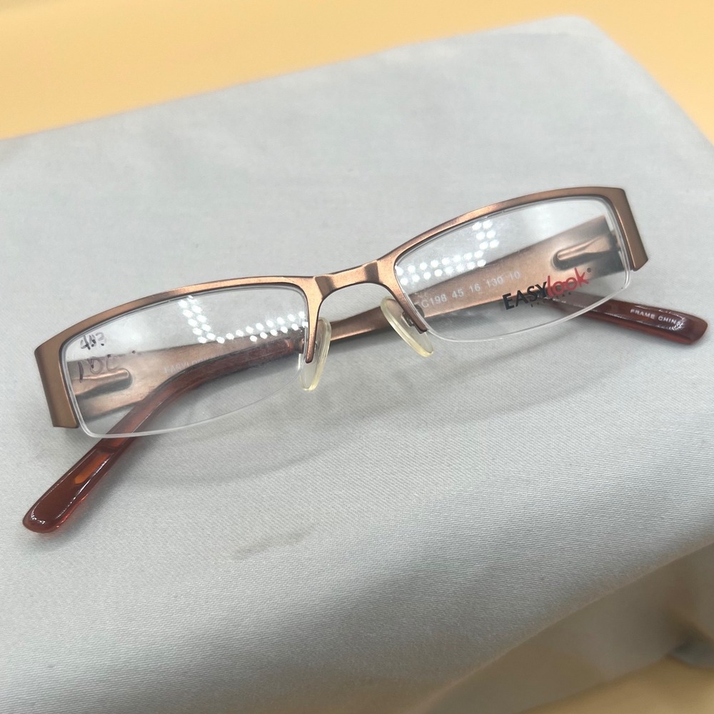 EasyLook Eyewear EC198 Bronze Semi Rimless Rectangular Glasses Frames 45-16-130